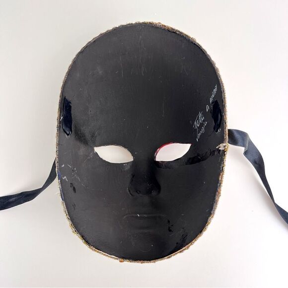 Venetian Mask Volto Musica Gold And Blue And Gold Handmade - Picture 7 of 9